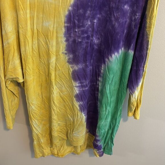 Erge Yellow green Purple Tie-Dye Long Sleeve Top size large - Picture 3 of 5